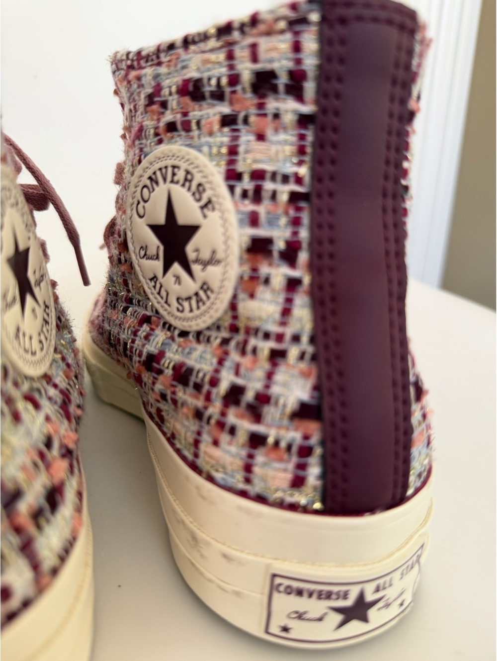 Converse Chuck Taylor All Star high top tweed sneakers pink - Picture 2 of 9
